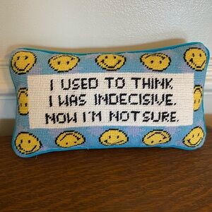 Furbish Studio Blue and Yellow Smiley Face Accent Pillow